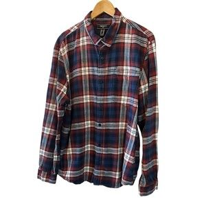 FOREVER 21 Red & Blue Flannel Plaid Button Up Collared Long Sleeve Shirt XXL